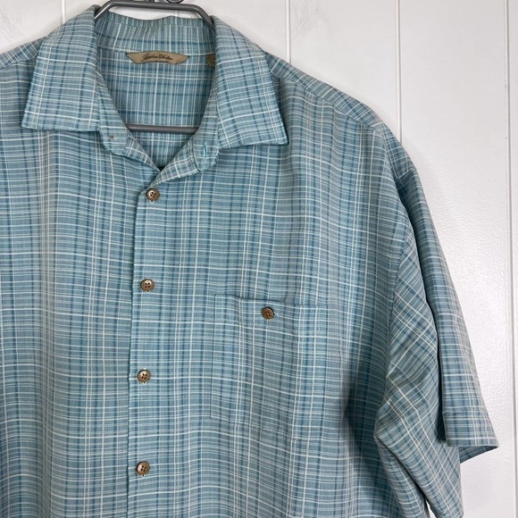 Paradise Collection Teal Blue‎ and White Buttondown Casual Shirt SZ XL - Picture 3 of 7